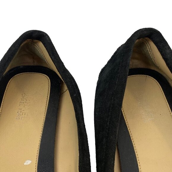 MICHAEL KORS Women Suede Flat Loafers Size 8 Black Leather Caroline Moccasins - Picture 9 of 10
